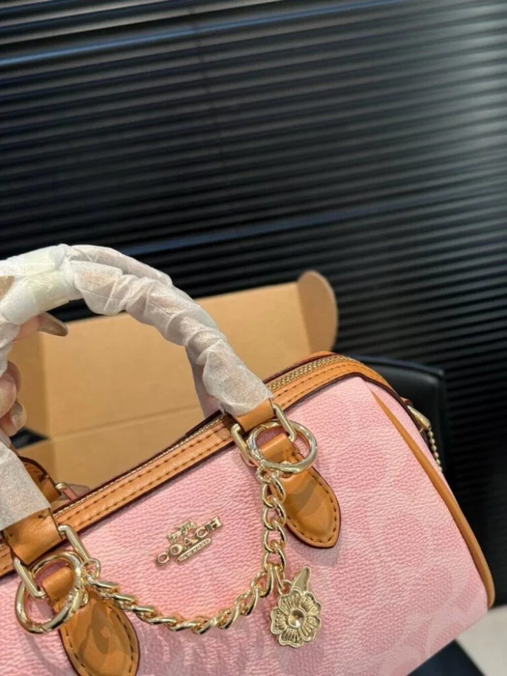 COACH Mini Rowan Crossbody Bag In Signature With Charms (CEK79) powder pink - Picture 5 of 5